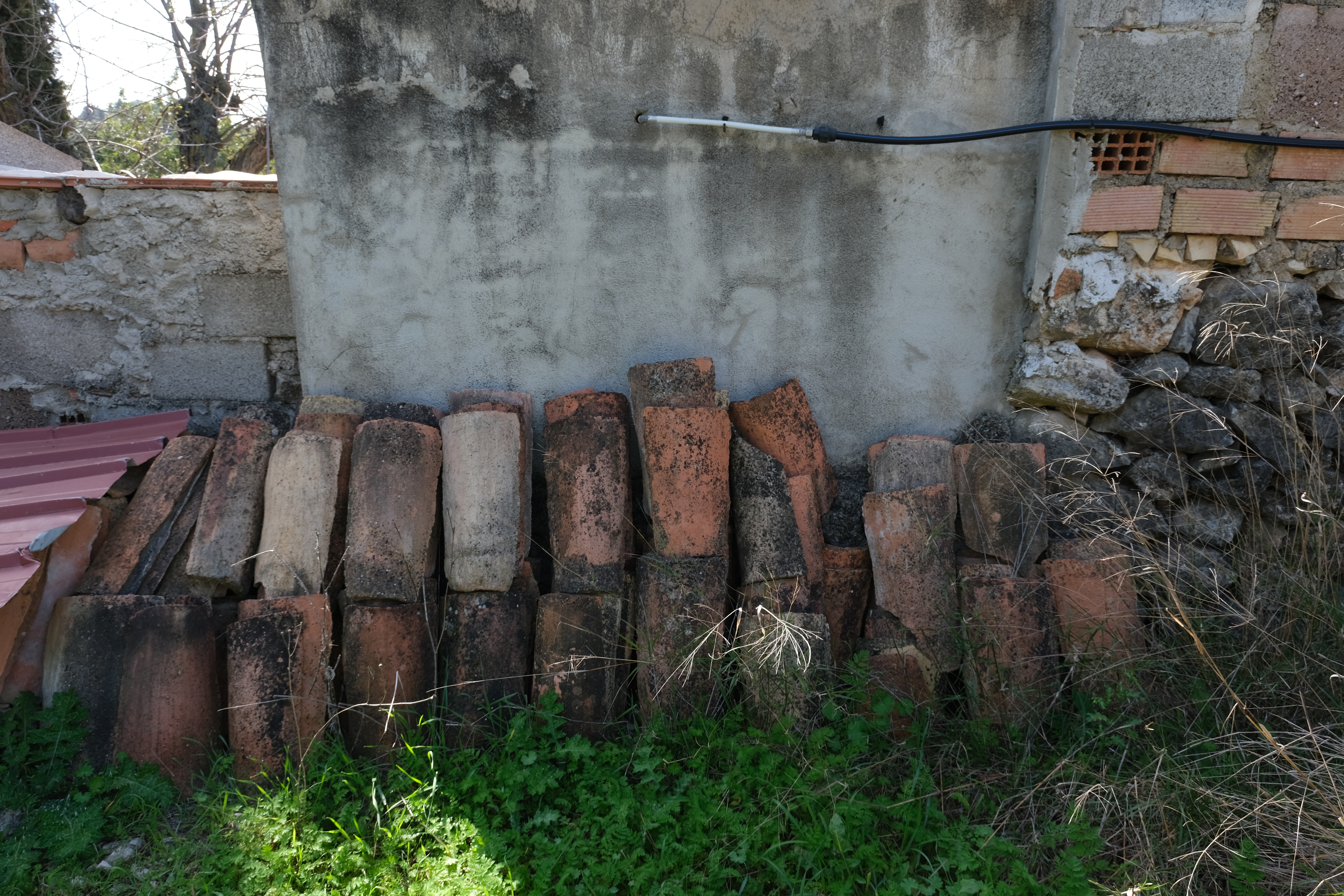 Plenty of materials to recycle as we restore the stone masía. March 2021