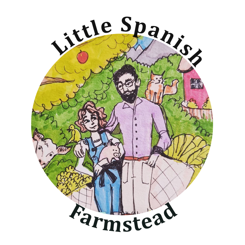 Watercolour drawing of two Harriet and Mauro on a farm